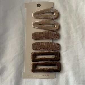 Anthropologie Metallic and Velvet Hair Clip Set NWT